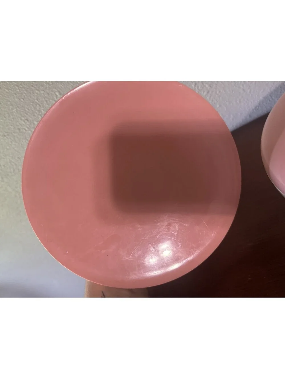 Vintage Bopp Decker Plastic Vacron Covered Bowl Serving Dish MCM Dusty Rose Pink